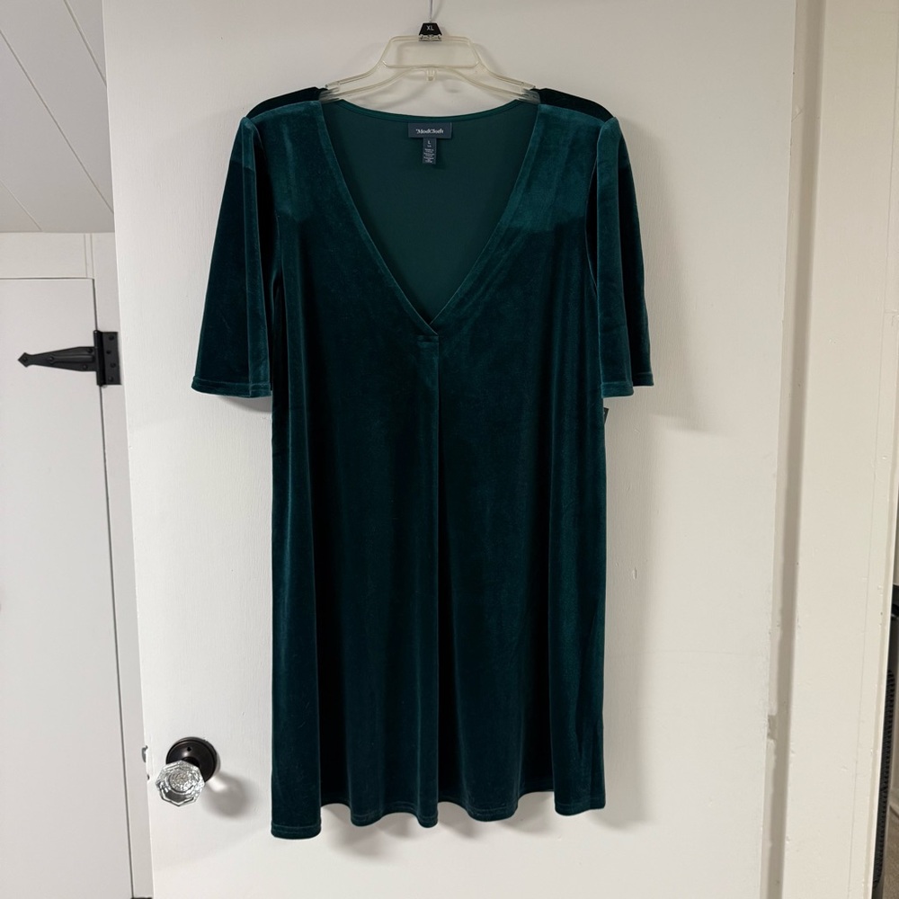 Modcloth Teal Velvet Mini Dress